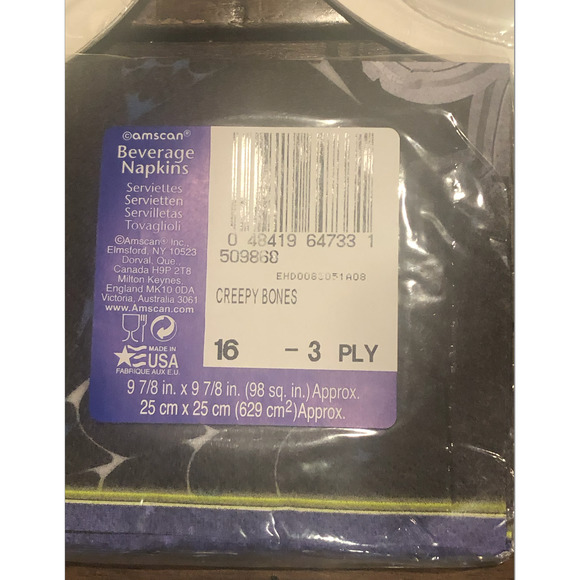 NWT HALLOWEEN PARTY Bundle Plates Napkins Cups Creepy Bones RIP Grave Skeleton - Picture 9 of 12